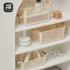HavenRack Stackable Bathroom Storage Basket with Beech-Wood Handle