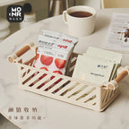 HavenRack Stackable Bathroom Storage Basket with Beech-Wood Handle