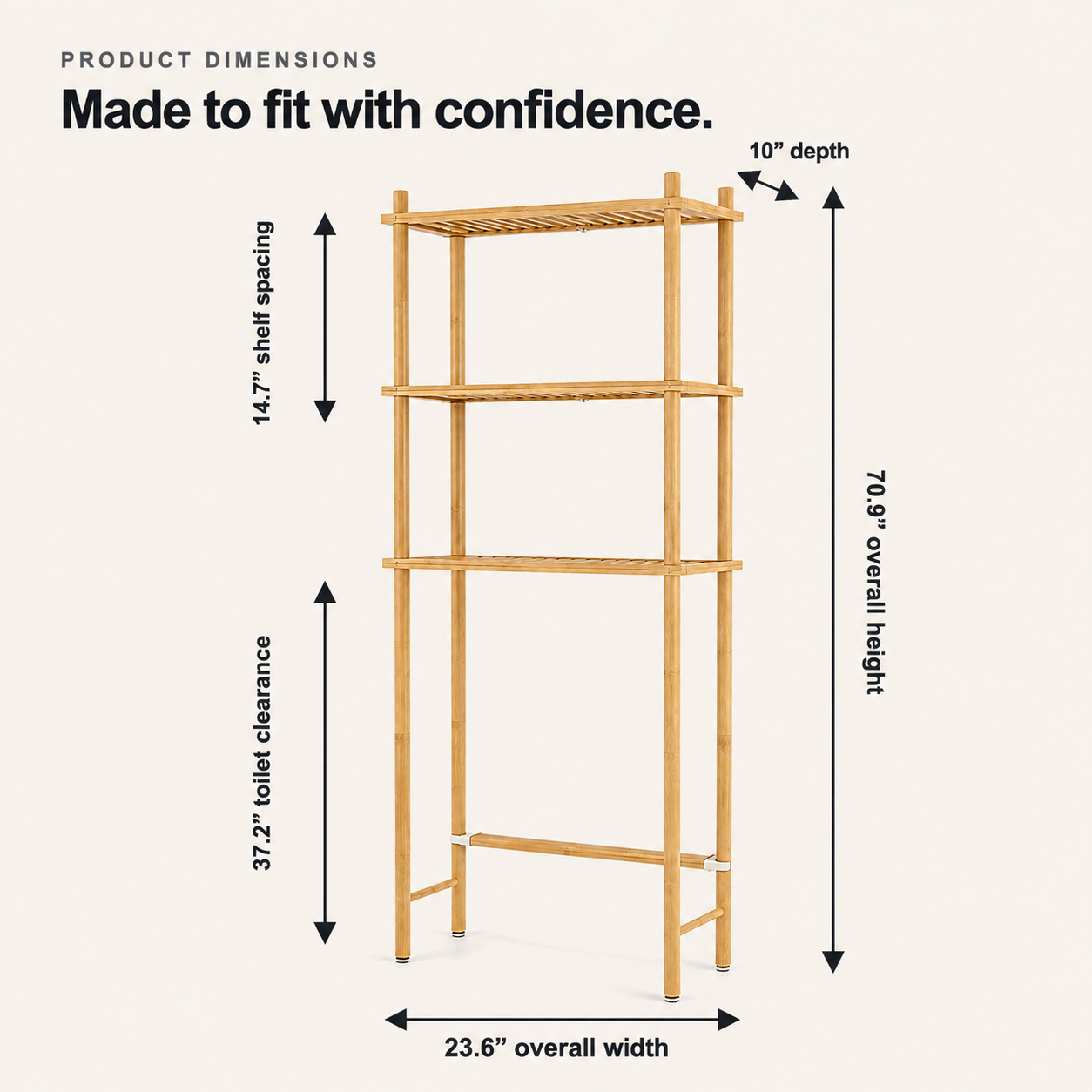 Bamboo over-the-toilet storage rack assembly guide